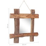 vidaXL Miroir à bûches Naturel 50x50 cm Bois de récupération massif