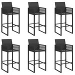 vidaXL Ensemble de bar de jardin 7 Pièces sans coussins noir poly rotin