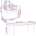 vidaXL Ensemble à manger de jardin coussins 9Pièces noir poly rotin verre