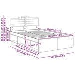 vidaXL Cadre de lit avec tête de lit Béton 120 x 200 cm Pin massif