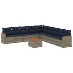 vidaXL Salon de jardin 10 Pièces avec coussins gris résine tressée