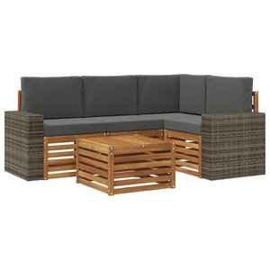 vidaXL Ensemble de canapés d'extérieur 5 pc Naturel et Anthracite