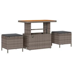 vidaXL Ensemble de salle à manger pour jardin 3 Pièces Gris Poly rotin