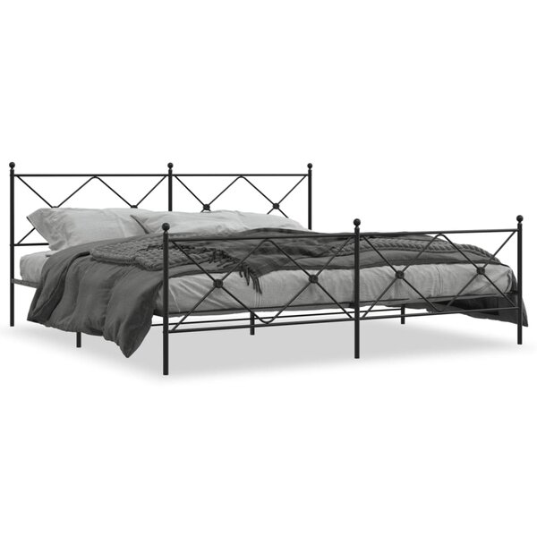 vidaXL Cadre de lit métal sans matelas avec pied de lit noir 193x203cm