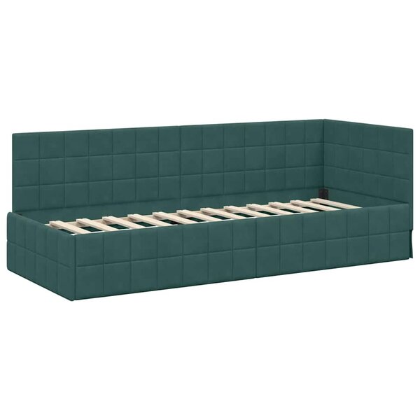 vidaXL Cadre de lit d'angle Vert foncé 80 cm x 200 cm tissu
