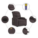vidaXL Fauteuil inclinable de massage électrique Marron foncé Tissu