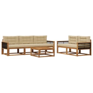 vidaXL Ensemble de canapés d'extérieur 6 Pièces Naturel et Beige