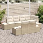 vidaXL Ensemble de canapé de jardin 7 Pièces Beige et crème polyrotin