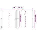 vidaXL Auvent latéral rétractable Noir 140x1200 cm