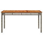 vidaXL Table de jardin gris 140x80x75 cm résine tressée et bois acacia