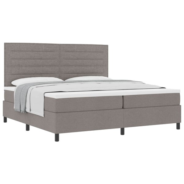 vidaXL Lit à ressorts avec matelas Taupe 200 x 200 cm tissu