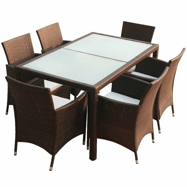 vidaXL Ensemble à manger d'extérieur 7 Pièces et coussins Résine tressée