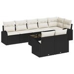 vidaXL Canapé de jardin 8 pièces avec coussins en poly rotin marron