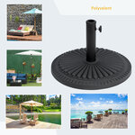 Pied de parasol base de lestage parasol rond ciment HDPE motif rosace Ø 49 cm poids net 15 Kg noir