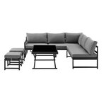 Salon de jardin aluminium avec coussins 7 personnes Hipu - Gris