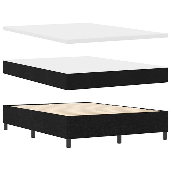 vidaXL Lit à ressorts avec matelas Noir 140 x 200 cm tissu