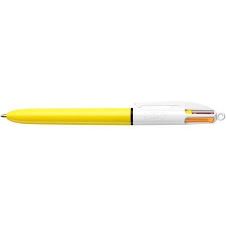 Stylo - 4 couleurs - pointe moyenne - bic - corps jaune
