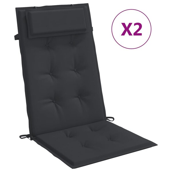 vidaXL Coussins de chaise à dossier haut lot de 2 noir tissu oxford