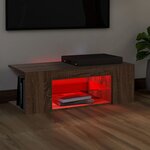 vidaXL Meuble TV avec lumières LED Chêne marron 90x39x30 cm