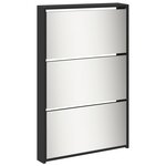 vidaXL Armoire à chaussures avec miroir 5 niveaux noir 63x17x169 5 cm