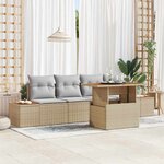 vidaXL Ensemble de canapé de jardin 5 Pièces Beige Poly rotin