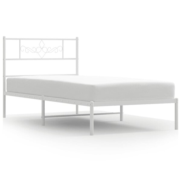 vidaXL Cadre de lit métal sans matelas avec tête de lit blanc 75x190cm