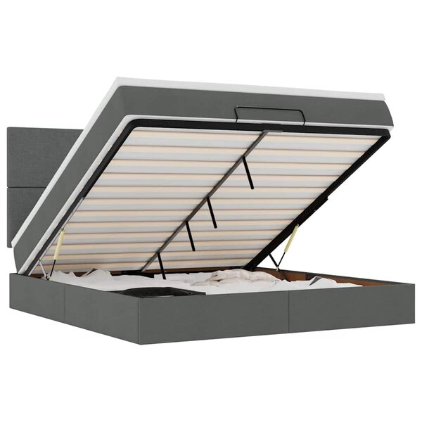 VidaXL Cadre de lit ottoman avec matelas gris foncé 180x200 cm tissu