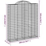 vidaXL Paniers à gabions arqués 5 Pièces 200x50x220/240 cm Fer galvanisé