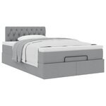 vidaXL Lit ottoman avec matelas gris clair 120x200 cm tissu