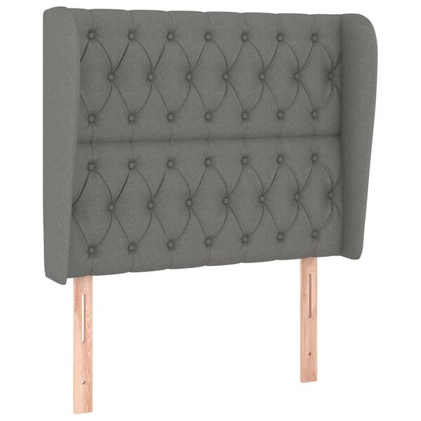 vidaXL Tête de lit avec oreilles Gris foncé 103x23x118/128 cm Tissu