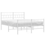 vidaXL Cadre de lit métal sans matelas et pied de lit blanc 120x200 cm