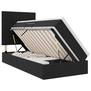 vidaXL Lit de rangement LED avec matelas Noir 90 x 200 cm Velours