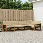 vidaXL Ensemble de canapés d'extérieur 5 Pièces Naturel et Beige
