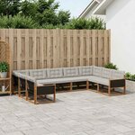 vidaXL Ensemble de canapés d'extérieur 9 pc Naturel et gris clair