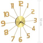Vidaxl horloge murale métal 50 cm doré
