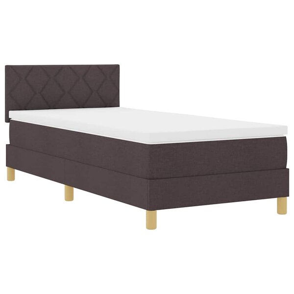 vidaXL Lit boxspring avec matelas Marron foncé 100 x 200 cm tissu