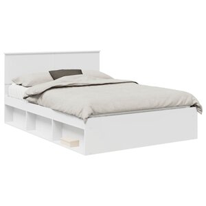 vidaXL Cadre de lit avec tête de lit Blanc 135 x 190 cm Pin massif