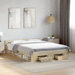 vidaXL Cadre de lit avec tiroirs sans matelas chêne sonoma 120x190 cm