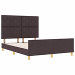 vidaXL Cadre de lit avec tête de lit Marron foncé 160 x 200 cm tissu