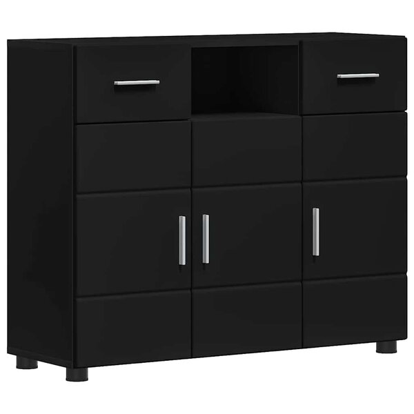 vidaXL Buffet avec tiroir Noir 88 5 x 30 5 x 73 cm Bois d'ingénierie