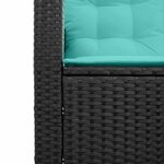 vidaXL Canapé de jardin 2 Pièces Noir et turquoise Poly rotin