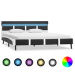vidaXL Cadre de lit avec LED Gris Similicuir 140 x 200 cm