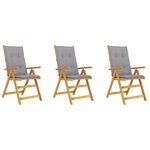 vidaXL Chaises pliables de jardin 3 Pièces avec coussins Bois d'acacia