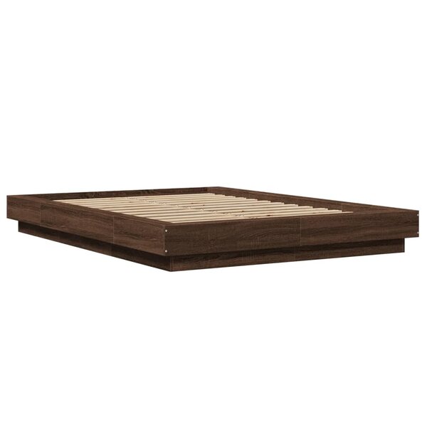 vidaXL Cadre de lit avec lumières LED chêne marron 120x200 cm
