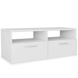 vidaXL Meuble TV Bois d’ingénierie 95x35x36 cm Blanc