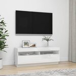vidaXL Meuble TV avec lumières LED blanc brillant 100x35x40 cm