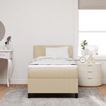 vidaXL Lit à Ressorts avec Matelas & Lumière LED Vert Gris 90x200 cm Tissu en Velours Côtelé