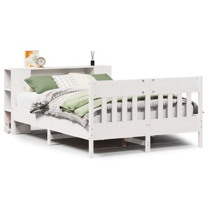 vidaXL Lit bibliothèque sans matelas blanc 120x200 cm bois pin massif