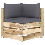 vidaXL Salon de jardin 10 Pièces avec coussins Bois imprégné de vert