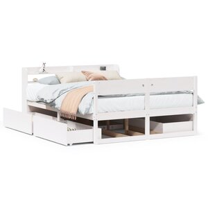 vidaXL Cadre de lit sans matelas blanc 140x190 cm bois de pin massif